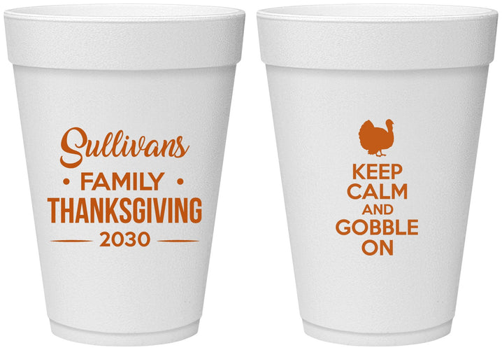 Personalized Thanksgiving 16 oz Foam Cups - Gobble Turkey | 260024