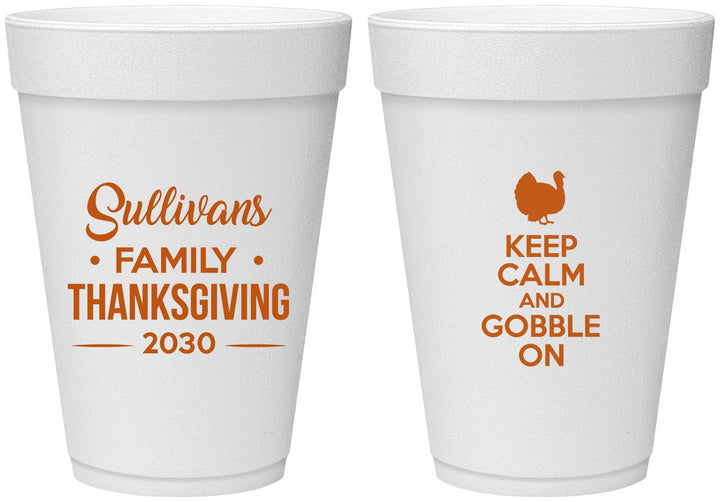 Personalized Thanksgiving 16 oz Foam Cups - Gobble Turkey | 260024