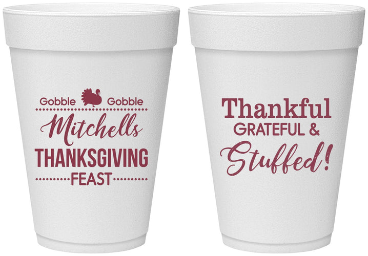 Personalized Thanksgiving 16 oz Foam Cups - Thankful Stuffed | 260029