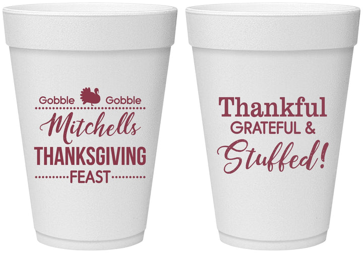 Personalized Thanksgiving 16 oz Foam Cups - Thankful Stuffed | 260029