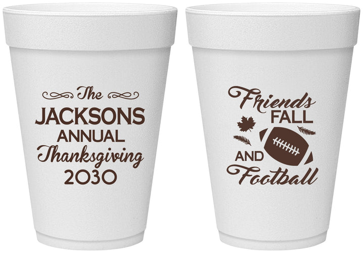 Personalized Thanksgiving 16 oz Foam Cups - Football | 260031