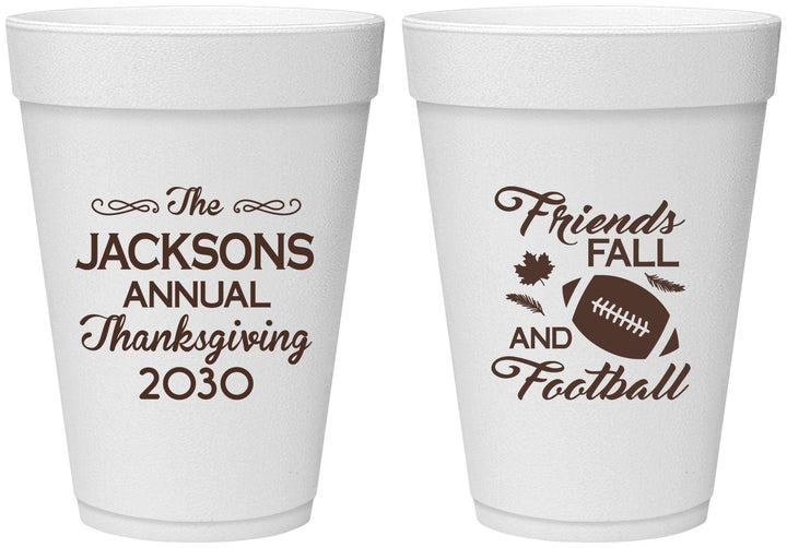 Personalized Thanksgiving 16 oz Foam Cups - Football | 260031