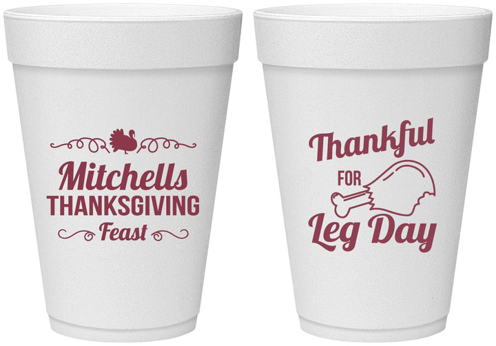 Personalized Thanksgiving 16 oz Foam Cups - Leg Day | 260033