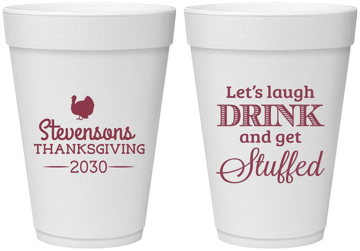 Personalized Thanksgiving 16 oz Foam Cups - Turkey Stuffed | 260037