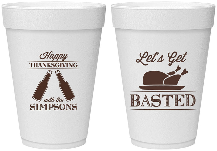 Personalized Thanksgiving 16 oz Foam Cups - Lets Get Basted | 260039