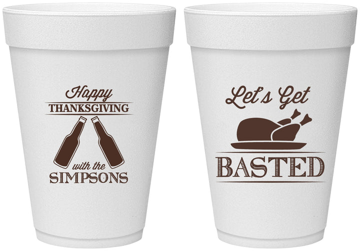 Personalized Thanksgiving 16 oz Foam Cups - Lets Get Basted | 260039