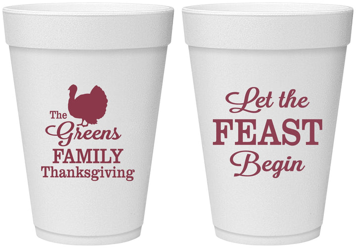 Personalized Thanksgiving 16 oz Foam Cups - Let The Feast Begin | 260041