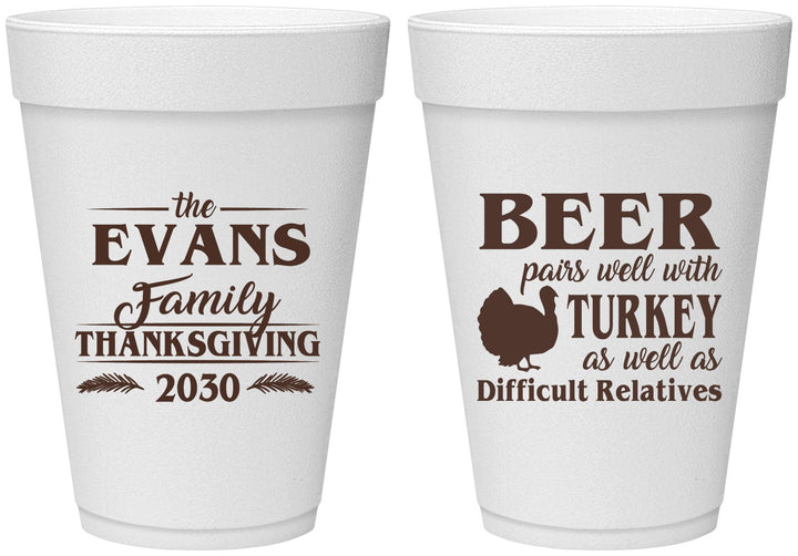 Personalized Thanksgiving 16 oz Foam Cups - Turkey | 260042