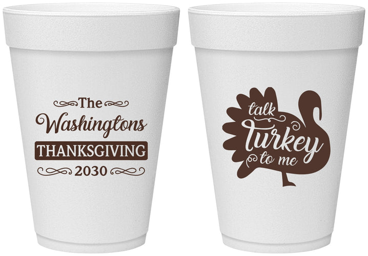 Personalized Thanksgiving 16 oz Foam Cups - Talk Turkey To Me | 260046