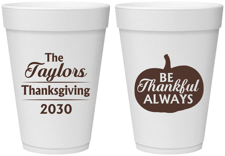 Personalized Thanksgiving 16 oz Foam Cups - Pumpkin Thankful | 260047