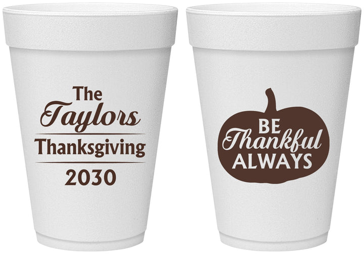 Personalized Thanksgiving 16 oz Foam Cups - Pumpkin Thankful | 260047