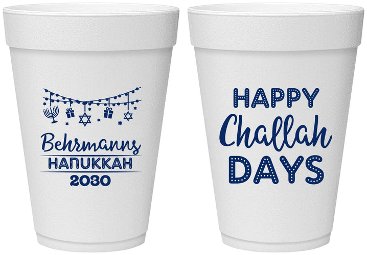 Personalized Hanukkah 16 oz Foam Cups - Challah Days | 270003