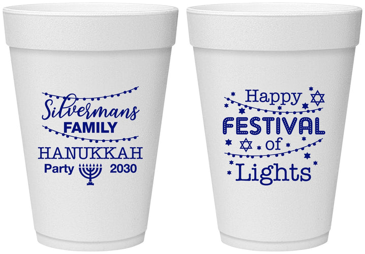 Personalized Hanukkah 16 oz Foam Cups - Festival Of Lights | 270006