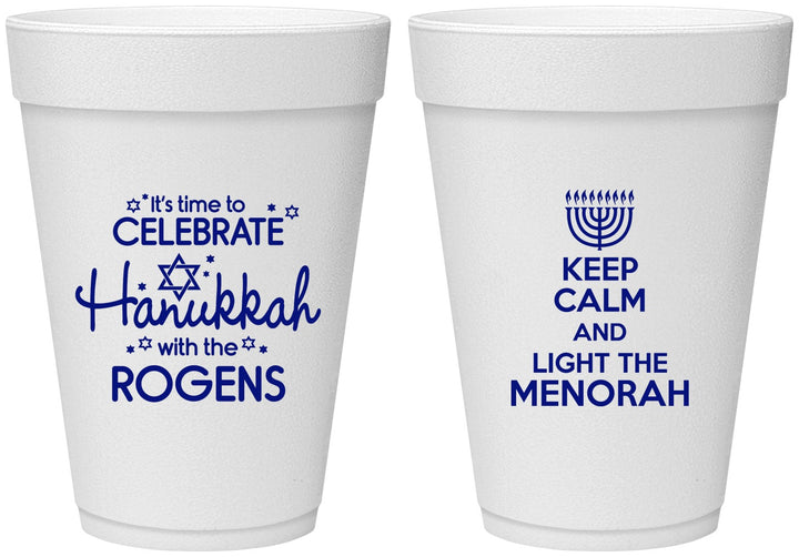 Personalized Hanukkah 16 oz Foam Cups - Menorah | 270013