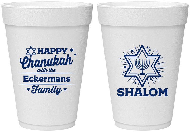 Personalized Hanukkah 16 oz Foam Cups - Shalom | 270015