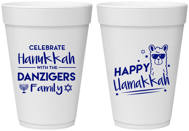 Personalized Hanukkah 16 oz Foam Cups - Llamakkah | 270018