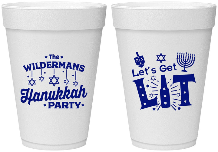 Personalized Hanukkah 16 oz Foam Cups - Lets Get Lit | 270022