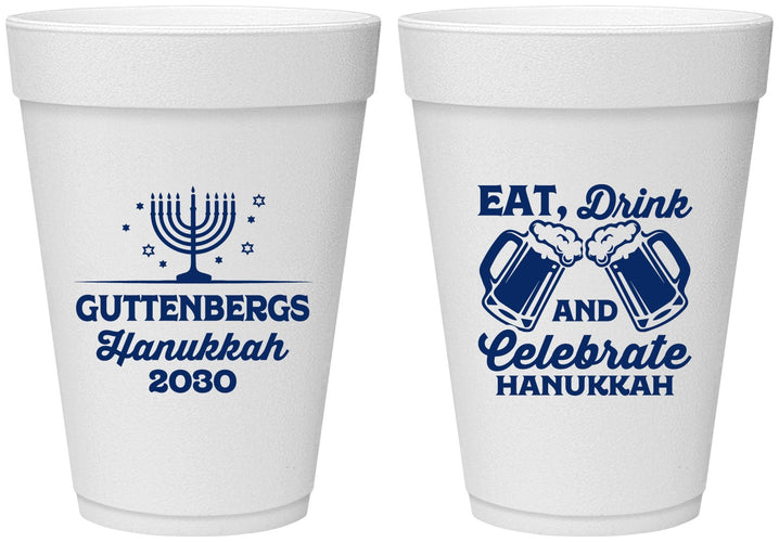 Personalized Hanukkah 16 oz Foam Cups - Menorah | 270023
