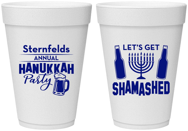 Personalized Hanukkah 16 oz Foam Cups - Menorah | 270026