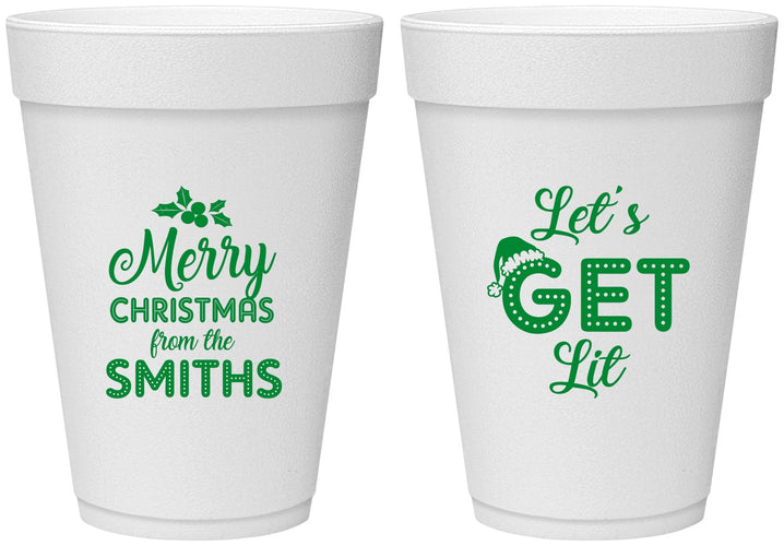 Personalized Christmas 16 oz Foam Cups - Lets Get Lit | 280001