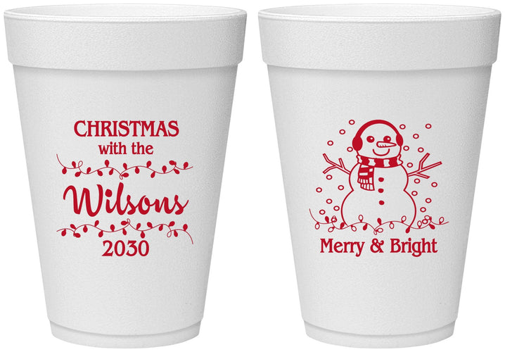 Personalized Christmas 16 oz Foam Cups - Snowman | 280002