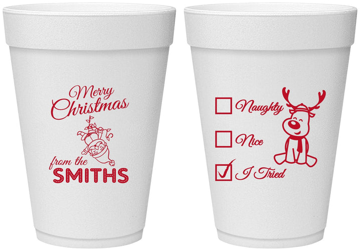 Personalized Christmas 16 oz Foam Cups - Naughty Or Nice | 280004