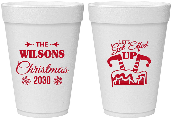 Personalized Christmas 16 oz Foam Cups - Lets Get Elfed Up | 280006