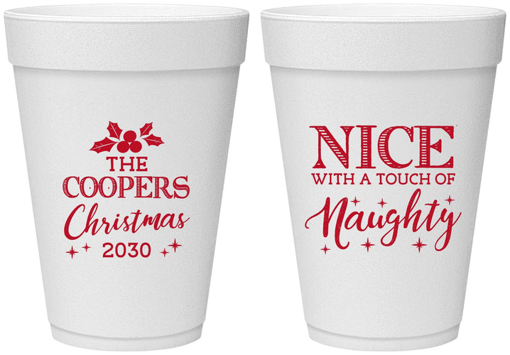 Personalized Christmas 16 oz Foam Cups - Naughty Or Nice | 280008