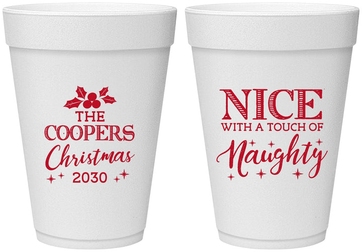 Personalized Christmas 16 oz Foam Cups - Naughty Or Nice | 280008