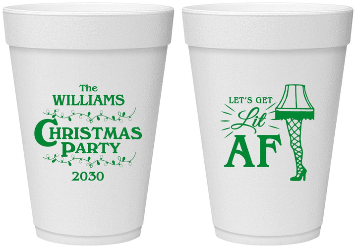 Personalized Christmas 16 oz Foam Cups - Lit Af | 280011