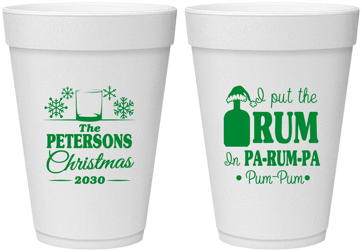 Personalized Christmas 16 oz Foam Cups - Pa Rum Pa | 280013