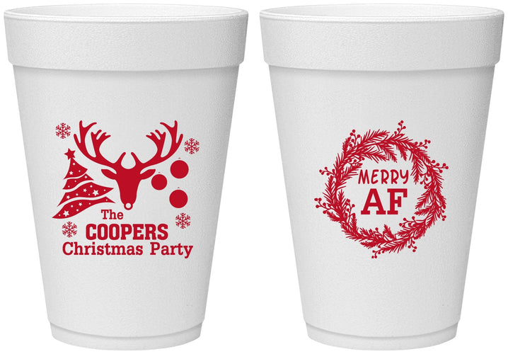 Personalized Christmas 16 oz Foam Cups - Merry Af | 280014