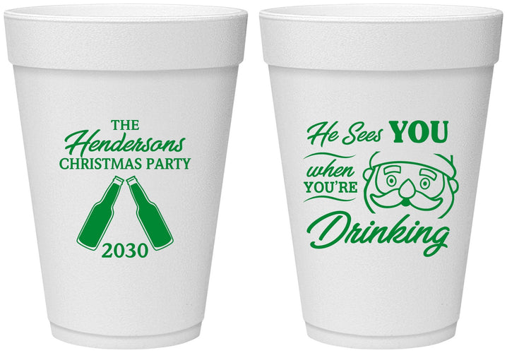 Personalized Christmas 16 oz Foam Cups - Santa | 280015