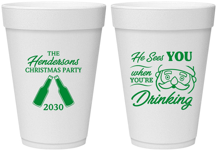 Personalized Christmas 16 oz Foam Cups - Santa | 280015
