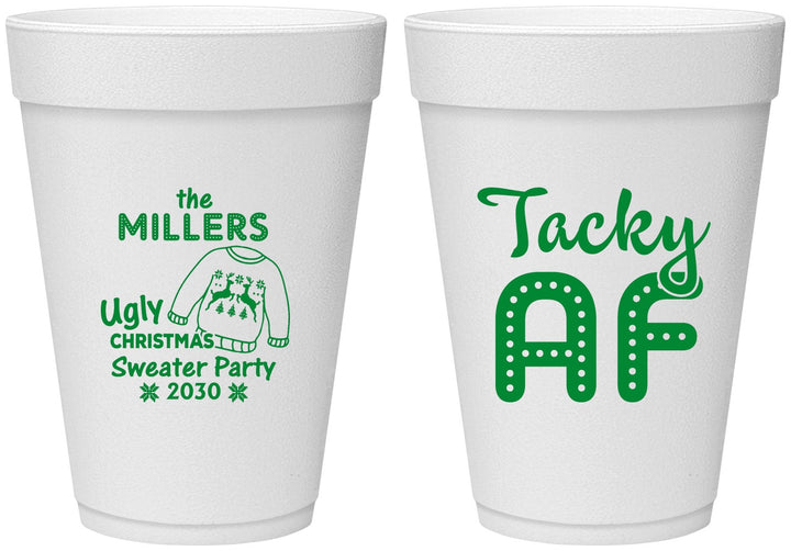 Personalized Christmas 16 oz Foam Cups - Tacky Af | 280017