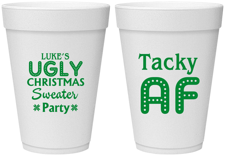 Personalized Christmas 16 oz Foam Cups - Tacky Af | 280021