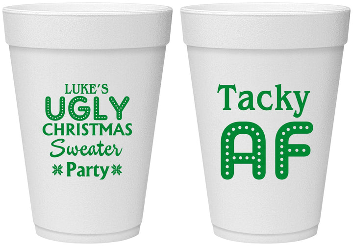 Personalized Christmas 16 oz Foam Cups - Tacky Af | 280021