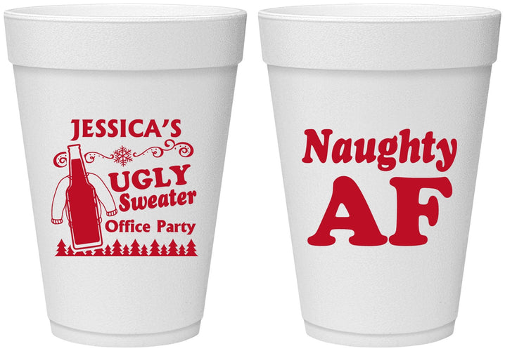 Personalized Christmas 16 oz Foam Cups - Eat Drink Be Ugly | 280024