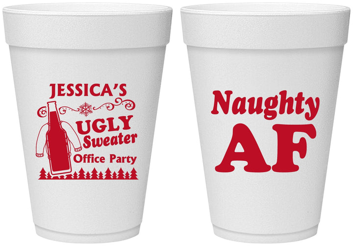 Personalized Christmas 16 oz Foam Cups - Eat Drink Be Ugly | 280024