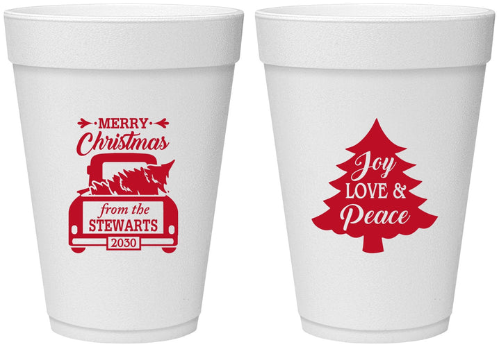 Personalized Christmas 16 oz Foam Cups - Christmas Tree | 280026