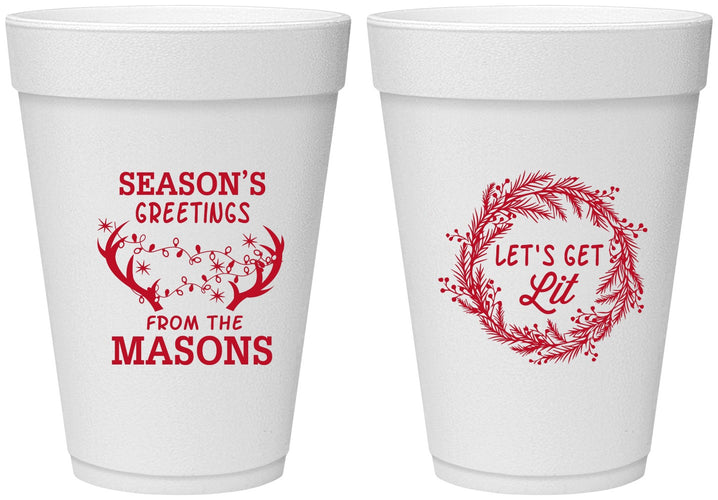 Personalized Christmas 16 oz Foam Cups - Lets Get Lit | 280032