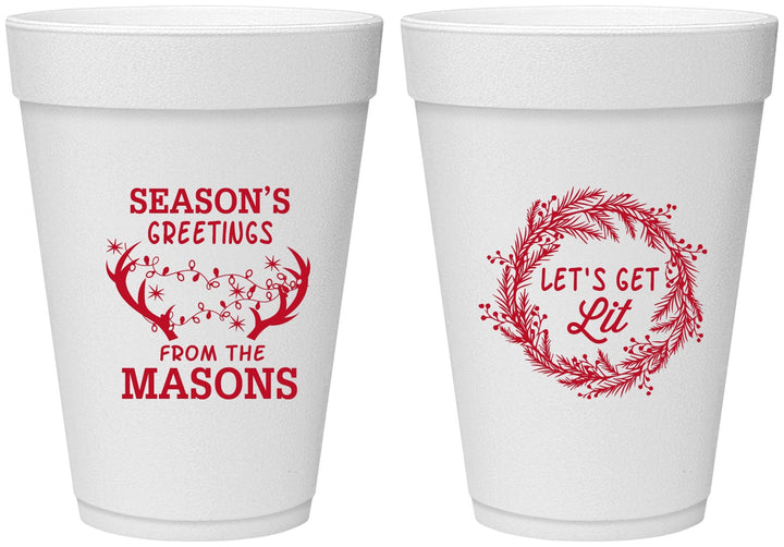 Personalized Christmas 16 oz Foam Cups - Lets Get Lit | 280032