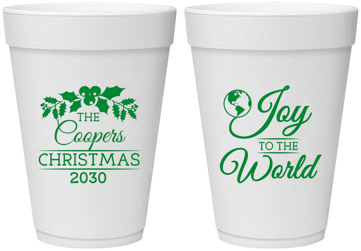 Personalized Christmas 16 oz Foam Cups - Joy To The World | 280035