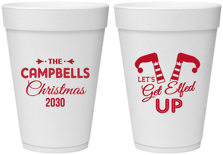 Personalized Christmas 16 oz Foam Cups - Lets Get Elfed Up | 280036