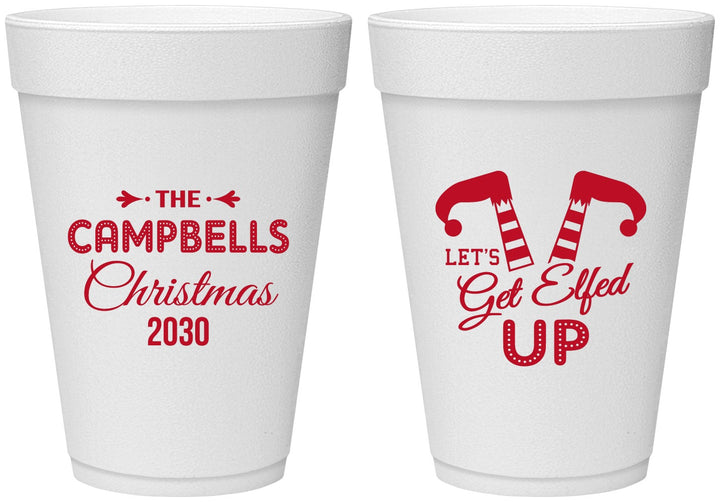 Personalized Christmas 16 oz Foam Cups - Lets Get Elfed Up | 280036