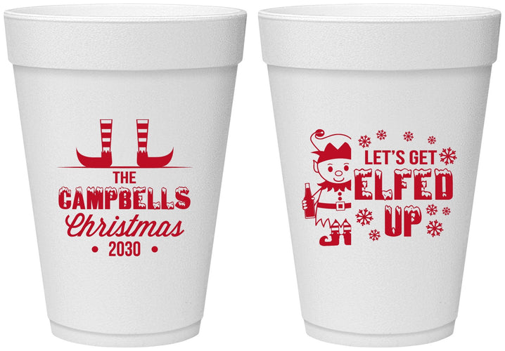 Personalized Christmas 16 oz Foam Cups - Lets Get Elfed Up | 280038