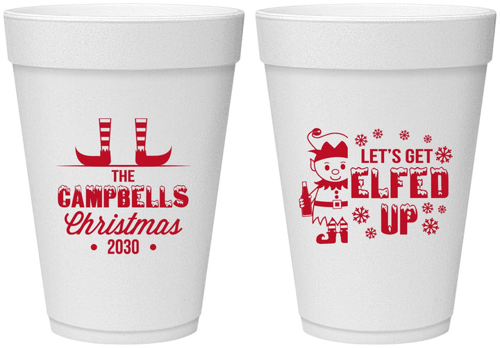 Personalized Christmas 16 oz Foam Cups - Lets Get Elfed Up | 280038