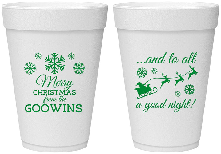Personalized Christmas 16 oz Foam Cups - To All A Good Night | 280041