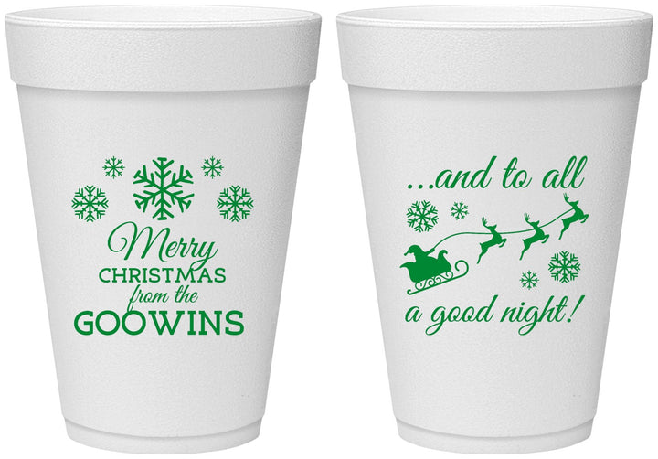 Personalized Christmas 16 oz Foam Cups - To All A Good Night | 280041