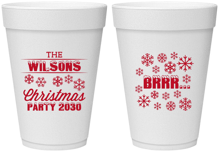 Personalized Christmas 16 oz Foam Cups - Snowflakes | 280042